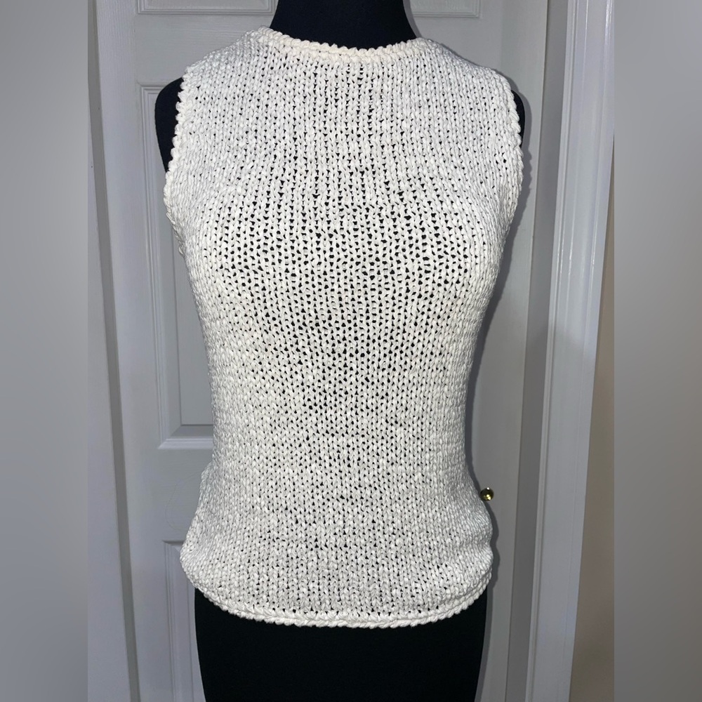 Liz Claiborne White Knit Tank Top, size small